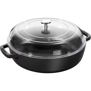 Staub Naczynie do pieczenia z pokrywką szklaną w kolorze czarnym (średnica górnej krawędzi//Wysokość/waga podłogowa/Zawartość pyłu: 28 cm/22,2 cm/16,2 cm/4,33 kg/3,7 L) 40501-036-0 - Patelnie - miniaturka - grafika 1