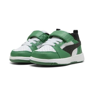 Sneakersy PUMA Rebound V6 Lo dla małych dzieci PUMA White Black Archive Green - Odzież sportowa dziecięca - miniaturka - grafika 1