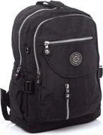 Plecaki - Czarny Plecak turystyczny bardzo lekki materiałowy damski męski z kreszu Bag Street miejski - miniaturka - grafika 1