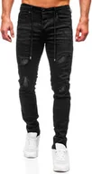 Spodnie męskie - Czarne spodnie jeansowe męskie regular fit Denley MP0100N - miniaturka - grafika 1