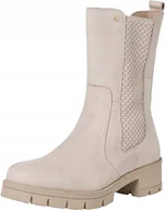 Botki damskie - TAMARIS DAMSKIE BOTKI BEŻOWE SKÓRZANE 40 J0A - miniaturka - grafika 1