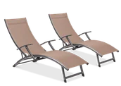 Leżaki ogrodowe - 2X Leżak Ogrodowy Aluminiowy Relax Taupe - miniaturka - grafika 1