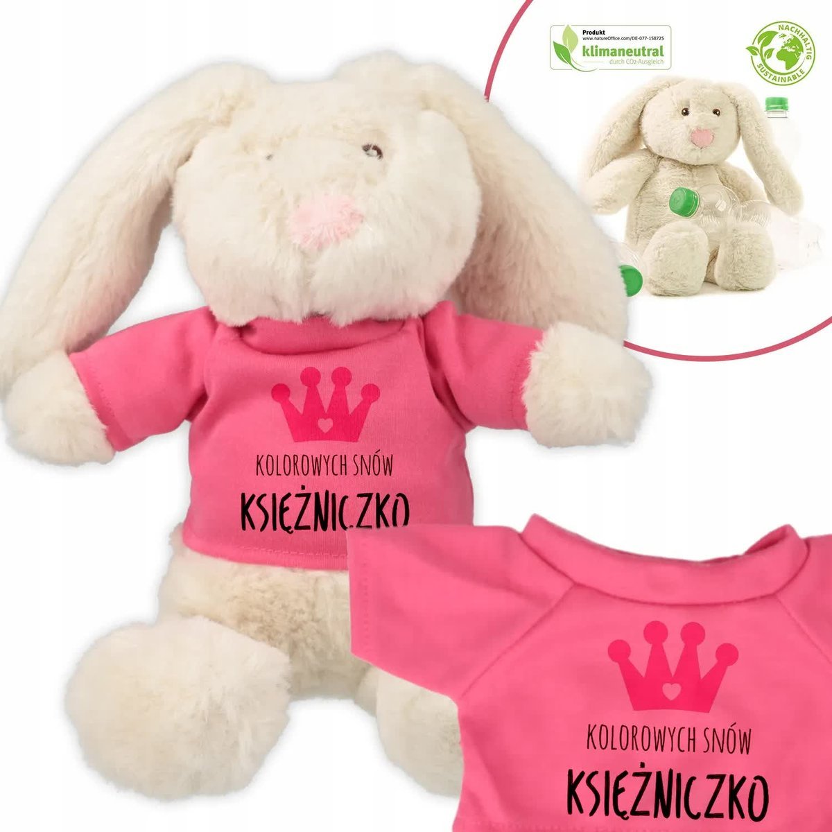 Miś Przytulanka EKO Króliczek Dla KSIĘŻNICZKI Wz