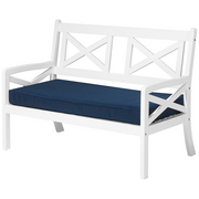 Fotele i krzesła ogrodowe - Beliani Ławka ogrodowa drewniana biała z poduszką niebieską BALTIC - miniaturka - grafika 1