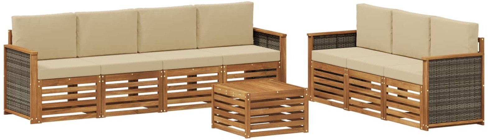 vidaXL Zestawy sof z poduszką 8 pcs Lite Drewno Akacji