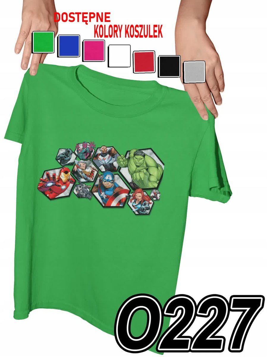 Koszulka Dziecięca Z Nadrukiem Avengers Hulk Spiderman Thor - L 146-152