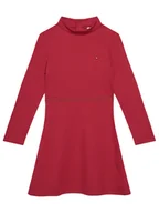 Sukienki i spódniczki dla dziewczynek - Tommy Hilfiger Sukienka codzienna Essential Skater KG0KG08790 S Czerwony Regular Fit - miniaturka - grafika 1