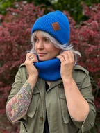 Apaszki i szaliki damskie - Bawełniany komin zimowy Niebieski Kobalt - miniaturka - grafika 1