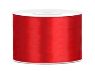 Pasmanteria - PartyDeco Tasiemka satynowa, czerwona, 50 mm / 25 m TS50-007 - miniaturka - grafika 1