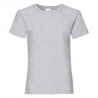 Koszulki dla dziewczynek - T-Shirt Koszulka Dziewczęca BAWEŁNA Fruit of the Loom 61005 SZARA 128 - miniaturka - grafika 1