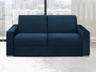 Sofy i kanapy - Kanapa 3-osobowa z ekspresowym mechanizmem rozkładania z weluru CALITO - Granatowy - Wymiary miejsca do spania: 140 cm - Materac 16 cm z pamięcią kszt - miniaturka - grafika 1