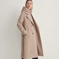 Płaszcze damskie - Reserved - Płaszcz z pikowanym kapturem - Beżowy - miniaturka - grafika 1