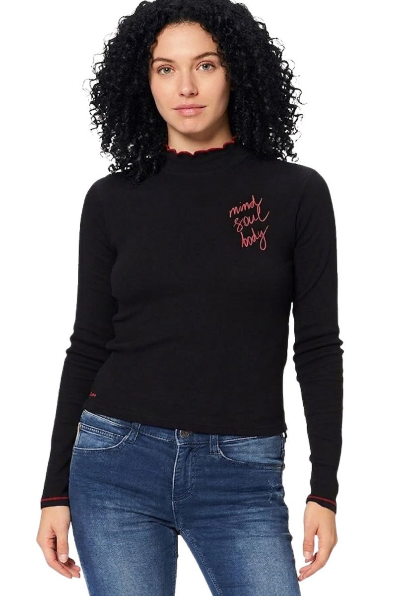 Bluzka damska Desigual Artemisa ażurowy tył czarna-XL