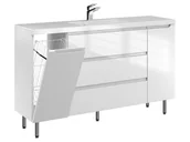 Szafki łazienkowe - Szafka Stojąca Z Umywalką ETH 140 cm KD - Biały Wysoki Połysk - miniaturka - grafika 1