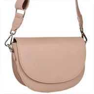 Torebki damskie - Vera Pelle skórzana listonoszka róż pudrowy szeroki pasek - miniaturka - grafika 1