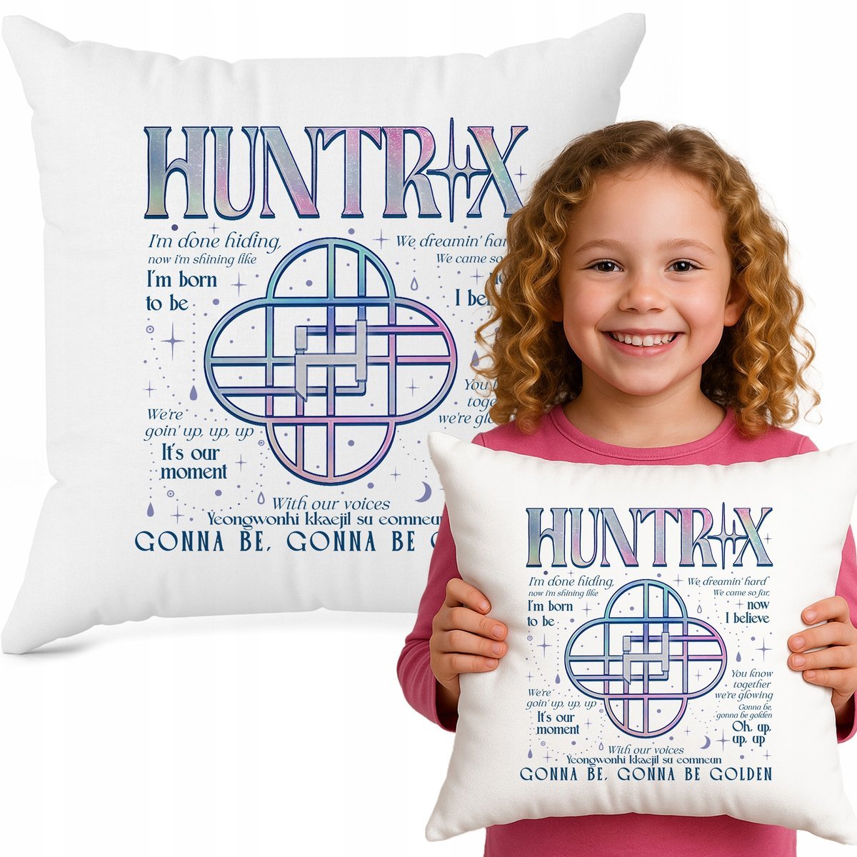 Poduszka Biała Ozdobna HUNTRIX AFFIRMATION Bajka 40cmX40cm K-pop Muzyka Wz