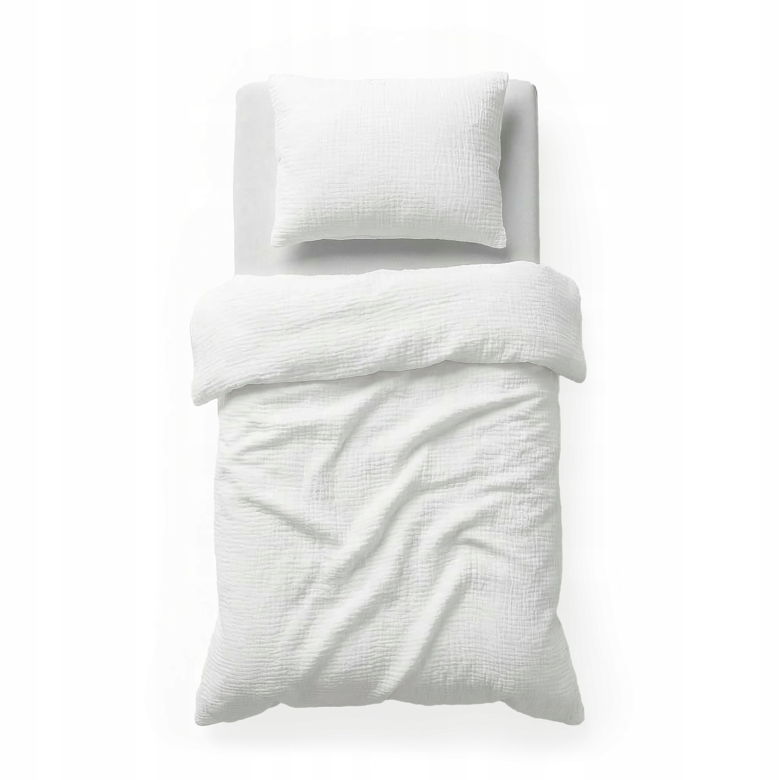 Pościel Dziecięca 100x160 Muślinowa na Kołdrę i Poduszkę 50x60 Biała