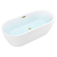 Wanny - Wanna wolnostojąca biała przelew i korek złoty szczotkowany 150 cm Porto Hydrosan - miniaturka - grafika 1