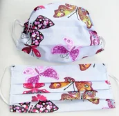 Odzież robocza - Maseczka Maska Ochronna Na Twarz Szara Kolorowe Motyle 4493 - miniaturka - grafika 1