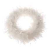 Ozdoby bożonarodzeniowe - Wieniec z puchatych piór, średnica 30 cm, biały - miniaturka - grafika 1