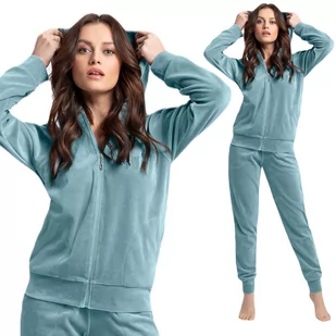 Dres damski LUNA kod 309 welur miętowy  XXL - Dresy damskie - miniaturka - grafika 1