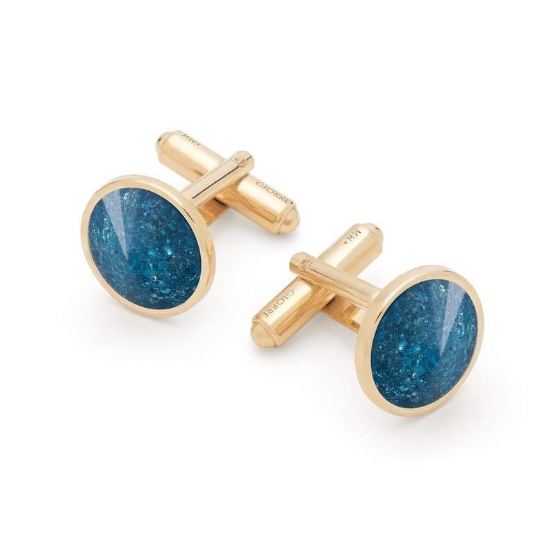 Srebrne spinki do mankietu Gavbari rivoli, srebro 925 : Kryształy - kolor - Gavbari - Midnight blue, Srebro - kolor pokrycia - Pokrycie żółtym 18K z..