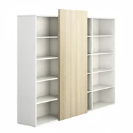 Szafy biurowe - PLAN Szafa biurowa wysoka długa bez drzwi BLOCK White, dąb naturalny 611208 - miniaturka - grafika 1