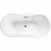 Wanny - Besco WAS-160-NGR NAVIA wanna wolnostojąca maskownica syfonu z przelewem grafitowa 160 x 80 - miniaturka - grafika 1