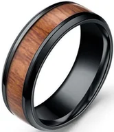 Pierścionki - Czarny Pierścień Drewno Elegancki Sygnet Wood Ring - miniaturka - grafika 1