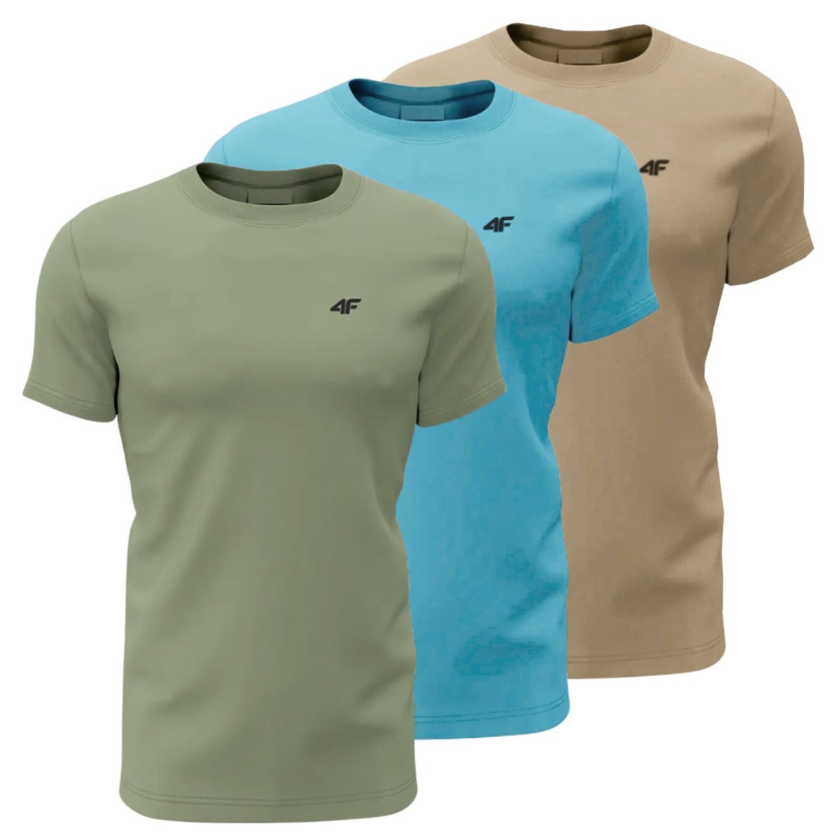 T-shirt męski (ZESTAW KOSZULEK 3 SZT.) 4F 4FWSS26TTSHM4481-90S MULTICOLOR 5XL