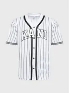 Koszulki męskie - Karl Kani T-Shirt Serif Pinstripe Baseball 6033361 Biały Relaxed Fit - miniaturka - grafika 1