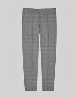 Spodnie męskie - spodnie do zestawu caronia szare w kratę slim fit - grafika 1