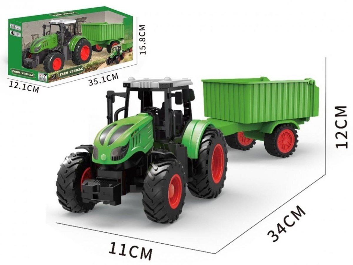 Madej Traktor z przyczepą 34x11x12cm