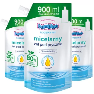 Bambino, Żel Micelarny Pod Prysznic, Refill, 3x900ml - Kosmetyki do kąpieli - miniaturka - grafika 1