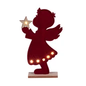 Ozdoby bożonarodzeniowe - Figurka aniołek LED 12,5 x 21 cm bordowa - miniaturka - grafika 1