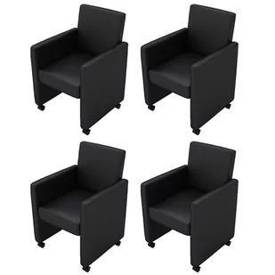 shumee Krzesła stołowe 4 szt. czarne sztuczna skóra - Krzesła - miniaturka - grafika 1