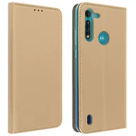Etui i futerały do telefonów - Etui Folio do Motoroli Moto G8 Power Lite Magnetyczne etui z uchwytem na kartę Stojak w kolorze złotym - miniaturka - grafika 1