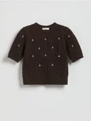 Swetry dla dziewczynek - Reserved - Sweter z dodatkiem wełny - brązowy - miniaturka - grafika 1