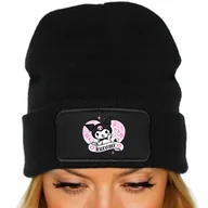 Czapki damskie - CZAPKA CZARNA Zimowa Ciepła Bawełniana KUROMI ANIME Króliczek Wzory - miniaturka - grafika 1