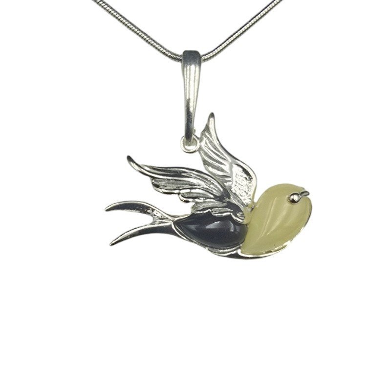 ankabizuteria.pl Srebrna zawieszka z bursztynem JASKÓŁKA w kolorze c