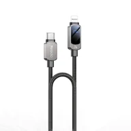 Kable USB - yesido Kabel CA180 LED 27W C/iP 1.2m 3A, BLACK / CZARNY - miniaturka - grafika 1