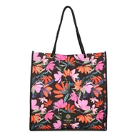 Torby i wózki na zakupy - Torba Torebka Damska Na Zakupy MONNARI Duża Pojemna A4 w Kwiaty Czarna - miniaturka - grafika 1