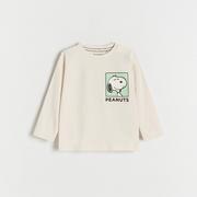 Koszulki dla chłopców - Reserved - Longsleeve oversize Snoopy - Kremowy - miniaturka - grafika 1