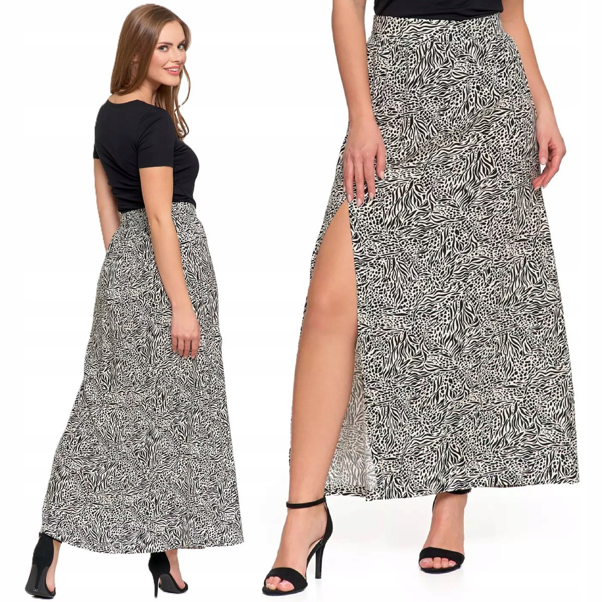 Spódnica Damska Maxi z Rozcięciem Wiskozowa Długa Zwiewna Wygodna 2XL MORAJ