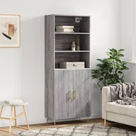 Witryny - vidaXL Witrynka szary dąb sonoma 69,5x34x180cm materiał drewnopochodny - miniaturka - grafika 1