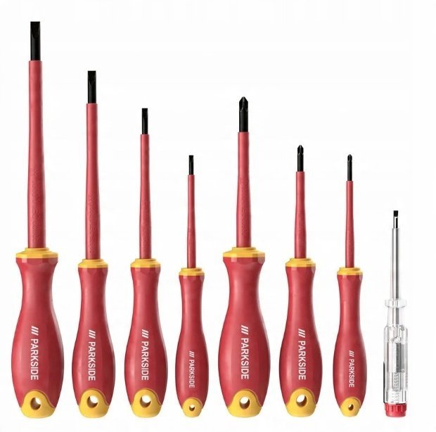 PARKSIDE Zestaw Wkrętaków VDE 8 elementów, 1000 V Stal CrV Próbnik
