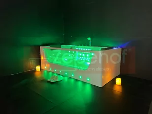 Zepehof Wanna z hydromasażem C-477-160 prostokątna 160cmx85cmx58cm WODOSPAD+STRUMYK LED chromoterapia z podgrzewaczem C-477-160-1 - Wanny z hydromasażem - miniaturka - grafika 1
