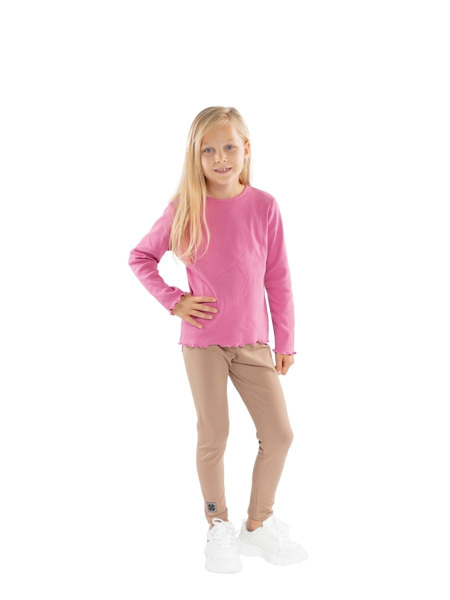 Dziewczęca bluzka w prążek z długim rękawem ciemnoróżowa Tup Tup