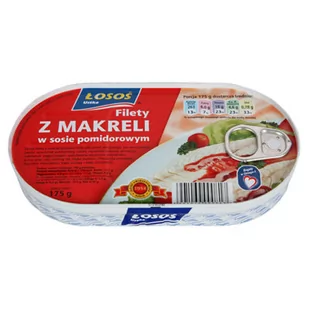 Łosoś Filety z makreli w sosie pomidorowym 175g ŁOSOŚ - Konserwy i dania rybne - miniaturka - grafika 1