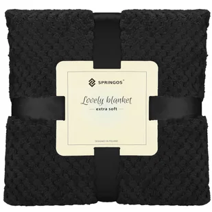 Narzuta na łóżko, pled 150x200 cm dwustronny, tłoczony koc na kanapę czarny - Koce Narzuta na łóżko, pled 150x200 cm dwustronny, tłoczony koc na kanapę czarny - Koce - miniaturka - grafika 1